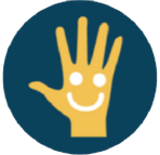 Hand with smiley face.
